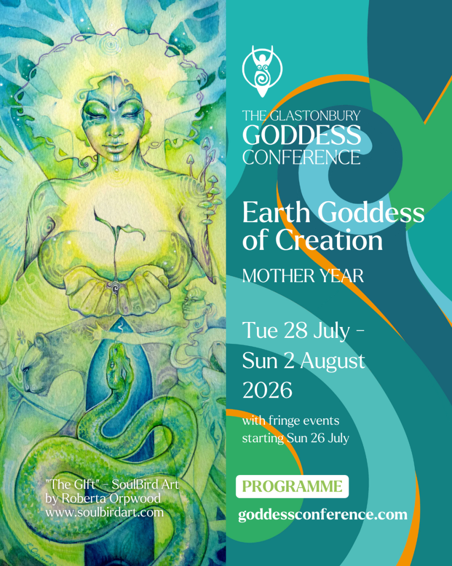 Artistic depiction of a goddess surrounded by nature, promoting an event from 28 July to 2 August 2026.
